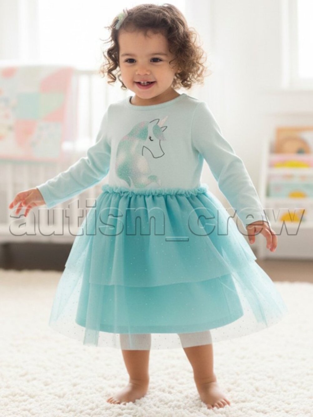 2/$20 💥♻ Cat & Jack Aqua Blue Unicorn Tulle Dress Glitter Dress | Sz 2T | 3889